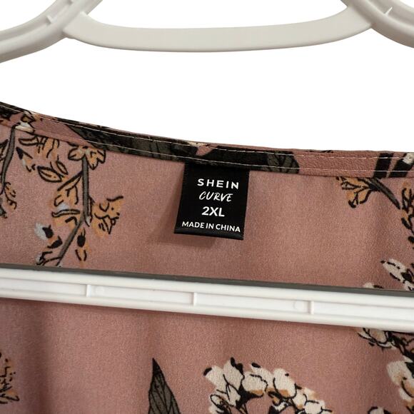 SHEIN Curve 2x Pink Floral Dress Women long Floor Length Plus Size Gown - Picture 4 of 4